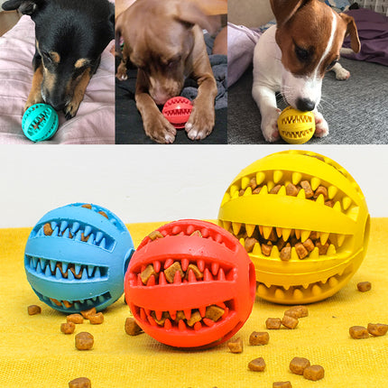 Pet Slow Feeder Dog Toy Rubber Treat Ball – Interactive Chew & Dental Cleaning Toy