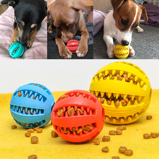 Pet Slow Feeder Dog Toy Rubber Treat Ball – Interactive Chew & Dental Cleaning Toy