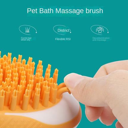 2-in-1 Dog & Cat Bath Brush with Shampoo Dispenser | Soft Silicone Pet SPA Massage & Grooming Brush