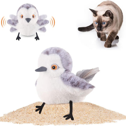 Interactive Flapping Bird Cat Toy – USB Rechargeable Plush Bird with Sound for Indoor Cats