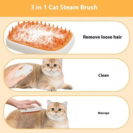USB Rechargeable Pet Steam Grooming Brush Spray Massage Comb for Cats – Gentle Hair Cleaning & Shedding Control