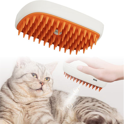 USB Rechargeable Pet Steam Grooming Brush Spray Massage Comb for Cats – Gentle Hair Cleaning & Shedding Control