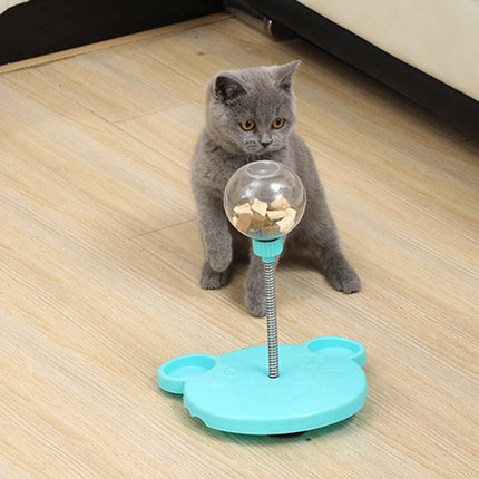 Pet Feeder Cat Toy Leaking Food Ball Self-Playing Tumbler Puzzle Feeder with Suction Cup