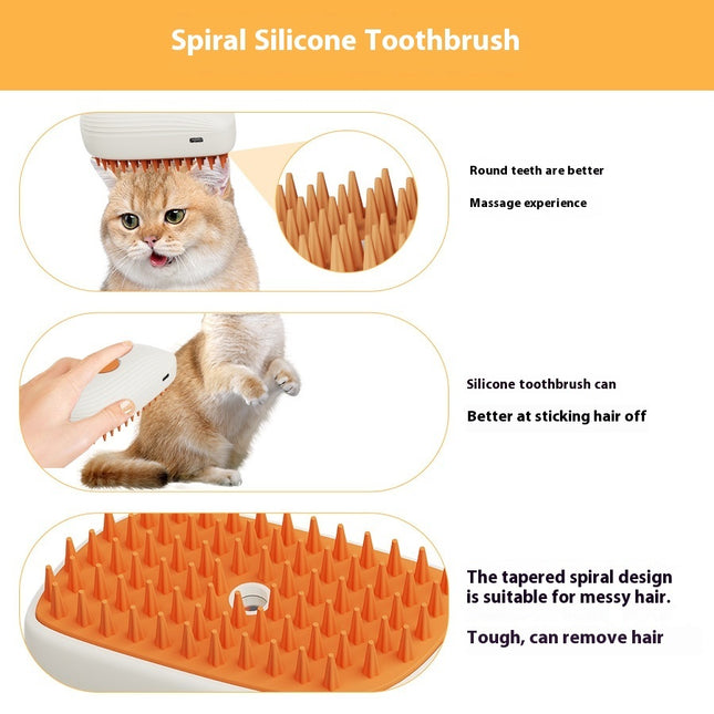 USB Rechargeable Pet Steam Grooming Brush Spray Massage Comb for Cats – Gentle Hair Cleaning & Shedding Control