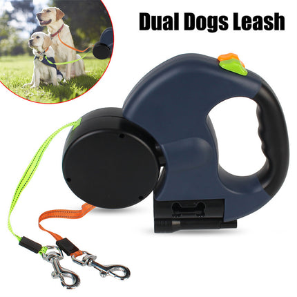 Retractable Dog Leash for Small Dogs – Reflective Dual Pet Leash Lead 360° Swivel No-Tangle Double Dog Walking Leash with Lights Pet Products
