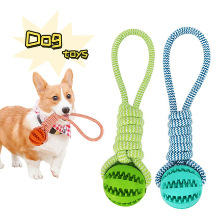 Dog Rope Chew Toy with Rubber Ball – Interactive Bite-Resistant Tooth Cleaning Toy for Small & Medium Dogs