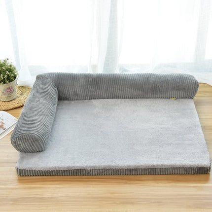 Corduroy Pet Dog Bed – High-Density Sponge Sofa, Non-Slip Soft Couch for Small to Large Dogs