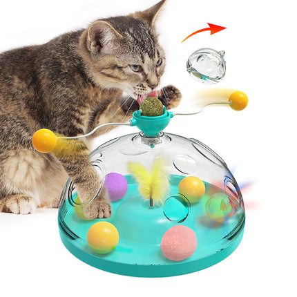 Meows Windmill Interactive Cat Toy with Catnip – Multifunctional Turntable Educational Toy with Luminous Ball