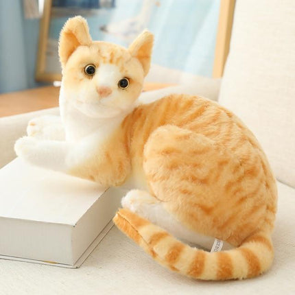 Realistic Cat Plush Toy Soft Stuffed Animal Decorative Cat Doll