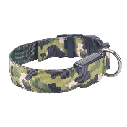 Camouflage LED Luminous Dog Collar – Night Safety Flashing Pet Collar with Adjustable Light Modes