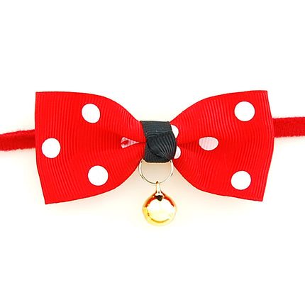 Adjustable Pet Bow Tie Collar with Bell for Dogs & Cats – Polyester Neck Accessory