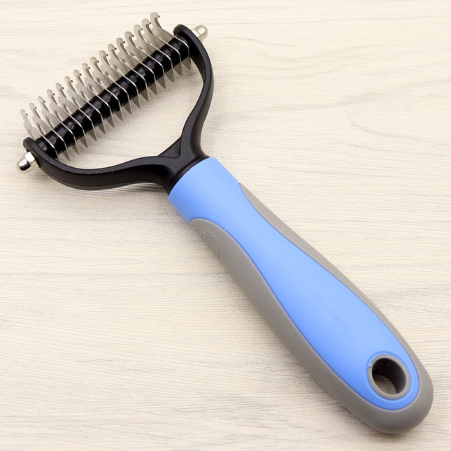 Double-Sided Dog Knot Comb for Long-Haired Dogs – Stainless Steel Deshedding & Dematting Grooming Tool