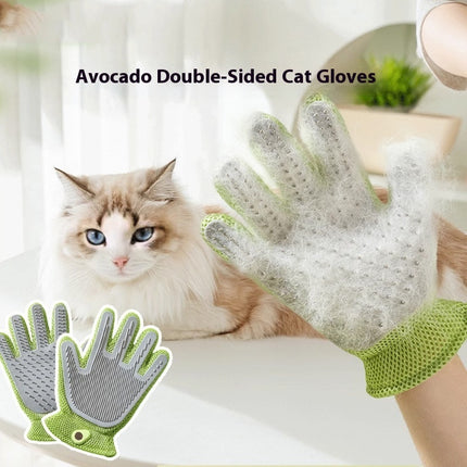 Double-Sided Silicone Cat Petting & Bath Grooming Gloves – Hair Removal Massage Glove (Left & Right Hand)