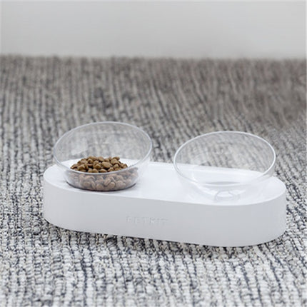 15° Adjustable Cat Bowl with Transparent PC Dish – Single or Double Feeding Bowl for Cats