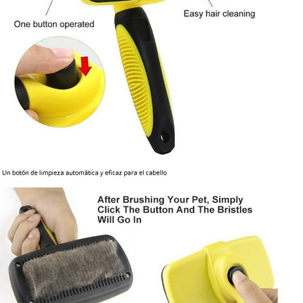 Pet Automatic Retractable Grooming Comb – Self Cleaning Slicker Brush with Stainless Steel Needles for Dogs & Cats