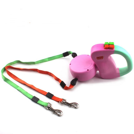 Retractable Dual Pet Dog Walking Leash Automatic Nylon Traction Rope for Dogs
