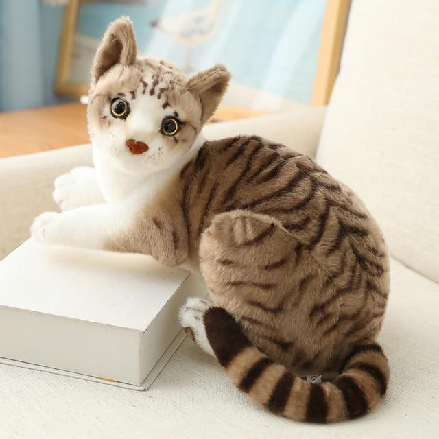 Realistic Cat Plush Toy Soft Stuffed Animal Decorative Cat Doll