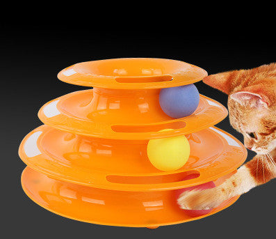 Interactive 4-Layer Cat Turntable Ball Track Toy – Multi-Level Puzzle & Play Tower
