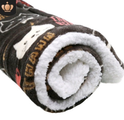 Cute Cat and Dog Blanket Mat – Soft Coral Cashmere Pet Blanket, Cozy Washable Bed Cover for Small to Large Pets
