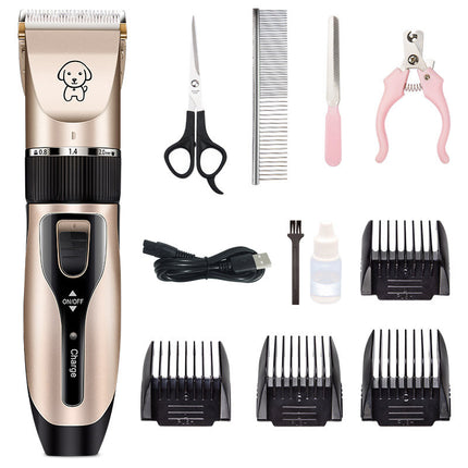 Professional Dog & Cat Hair Clipper – Rechargeable Pet Shaver with Titanium Ceramic Blade