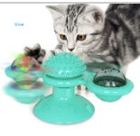 Cat Rotating Windmill Interactive Toy with Suction Base, Catnip & Teeth Grinding Balls