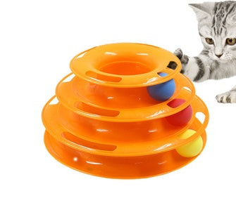 Interactive 4-Layer Cat Turntable Ball Track Toy – Multi-Level Puzzle & Play Tower