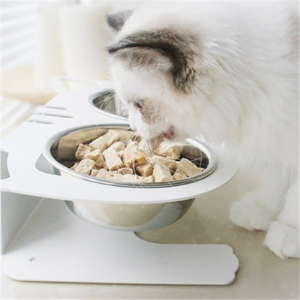 Anti-Spill Elevated Cat & Dog Feeding Bowl | Stainless Steel Tilted Food & Water Bowl