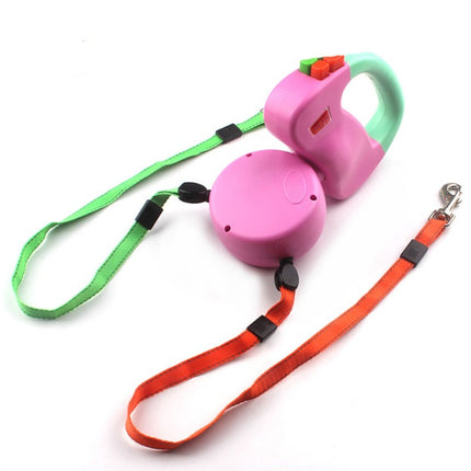 Retractable Dual Pet Dog Walking Leash Automatic Nylon Traction Rope for Dogs
