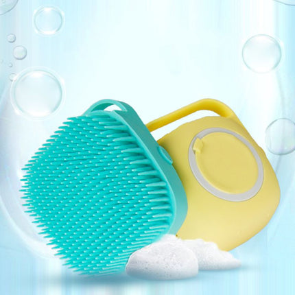 Soft Silicone Bristles Pet Bath Brush with Shampoo Dispenser – Cat & Dog Grooming Scrubber