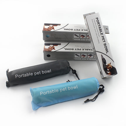 Portable Silicone Folding Double Pet Bowl with Storage Bag for Dogs & Cats