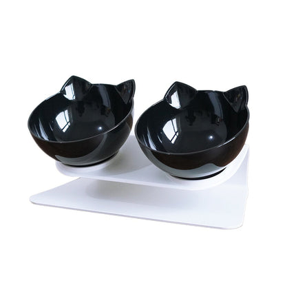 15° Adjustable Cat Bowl with Transparent PC Dish – Single or Double Feeding Bowl for Cats