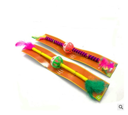 Handmade Wooden Cat Stick Toy Set | Mouse, Feather, Sisal Ball & Interactive Cat Toys