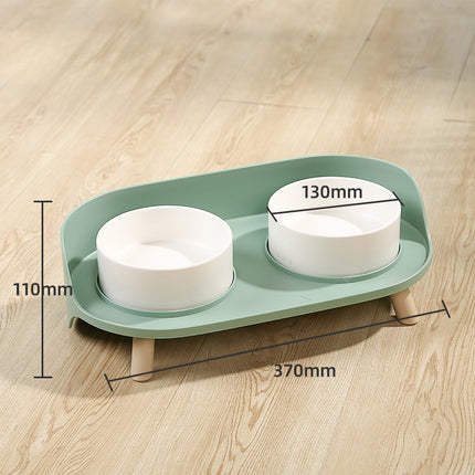 Tilted Double Pet Bowl with Raised Stand – Cervical Protection Cat & Dog Food and Water Feeder