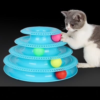 Interactive 4-Layer Cat Turntable Ball Track Toy – Multi-Level Puzzle & Play Tower