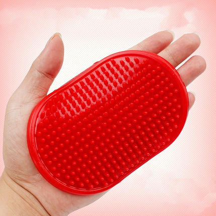 Oval Rubber Pet Bath Brush – Handheld Massage & Grooming Brush for Dogs & Cats