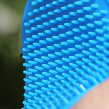 Oval Rubber Pet Bath Brush – Handheld Massage & Grooming Brush for Dogs & Cats