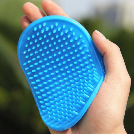 Oval Rubber Pet Bath Brush – Handheld Massage & Grooming Brush for Dogs & Cats