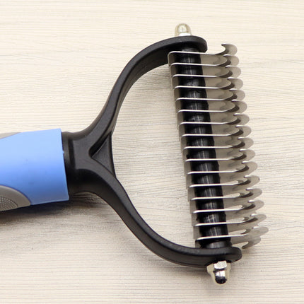 Double-Sided Dog Knot Comb for Long-Haired Dogs – Stainless Steel Deshedding & Dematting Grooming Tool