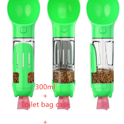 3-in-1 Portable Dog Water Bottle Feeder with Food Box & Garbage Bag for Outdoor Travel