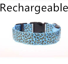 LED Safety Dog Collar – Adjustable Nylon Leopard Print Pet Collar