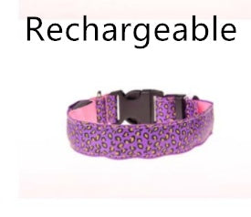 LED Safety Dog Collar – Adjustable Nylon Leopard Print Pet Collar