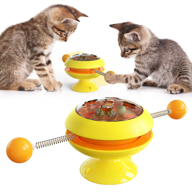 Rotatable Interactive Cat Toy with Catnip Balls – Suction Cup Turntable Training Toy for Cats & Kittens
