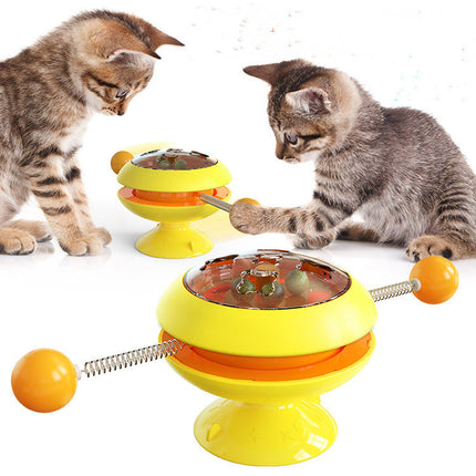Rotatable Interactive Cat Toy with Catnip Balls – Suction Cup Turntable Training Toy for Cats & Kittens