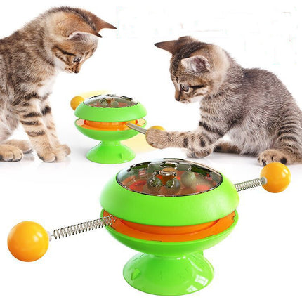 Rotatable Interactive Cat Toy with Catnip Balls – Suction Cup Turntable Training Toy for Cats & Kittens