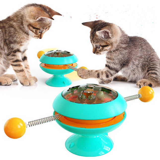 Rotatable Interactive Cat Toy with Catnip Balls – Suction Cup Turntable Training Toy for Cats & Kittens