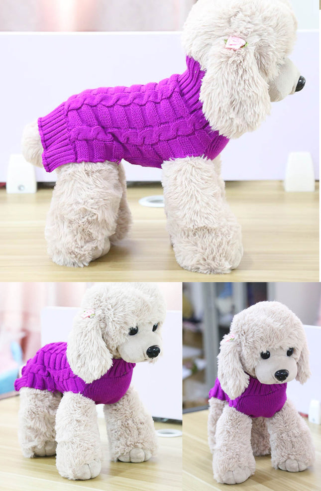 Cashmere Twisted Rope Pet Sweater – Warm Wool Dog Sweater Clothing for Pets