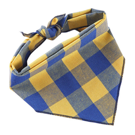 Adjustable Cotton Pet Dog Bandana | Soft Check Neckerchief Triangle Scarf for Small, Medium & Large Dogs and Cats