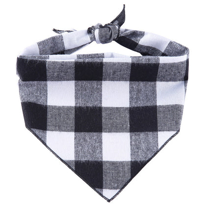 Adjustable Cotton Pet Dog Bandana | Soft Check Neckerchief Triangle Scarf for Small, Medium & Large Dogs and Cats