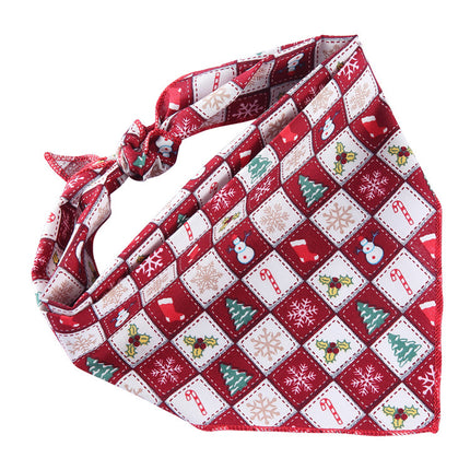 Adjustable Cotton Pet Dog Bandana | Soft Check Neckerchief Triangle Scarf for Small, Medium & Large Dogs and Cats