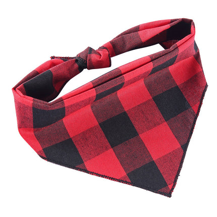 Adjustable Cotton Pet Dog Bandana | Soft Check Neckerchief Triangle Scarf for Small, Medium & Large Dogs and Cats